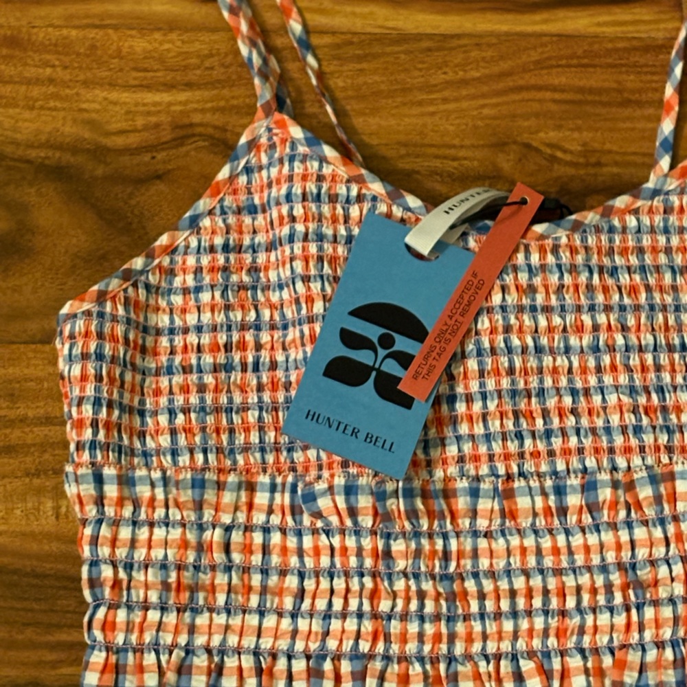 NWT Hunter Bell Francie Sun Dress In Lighthouse Gingham Large L Blue Red July 4 - Picture 8 of 11